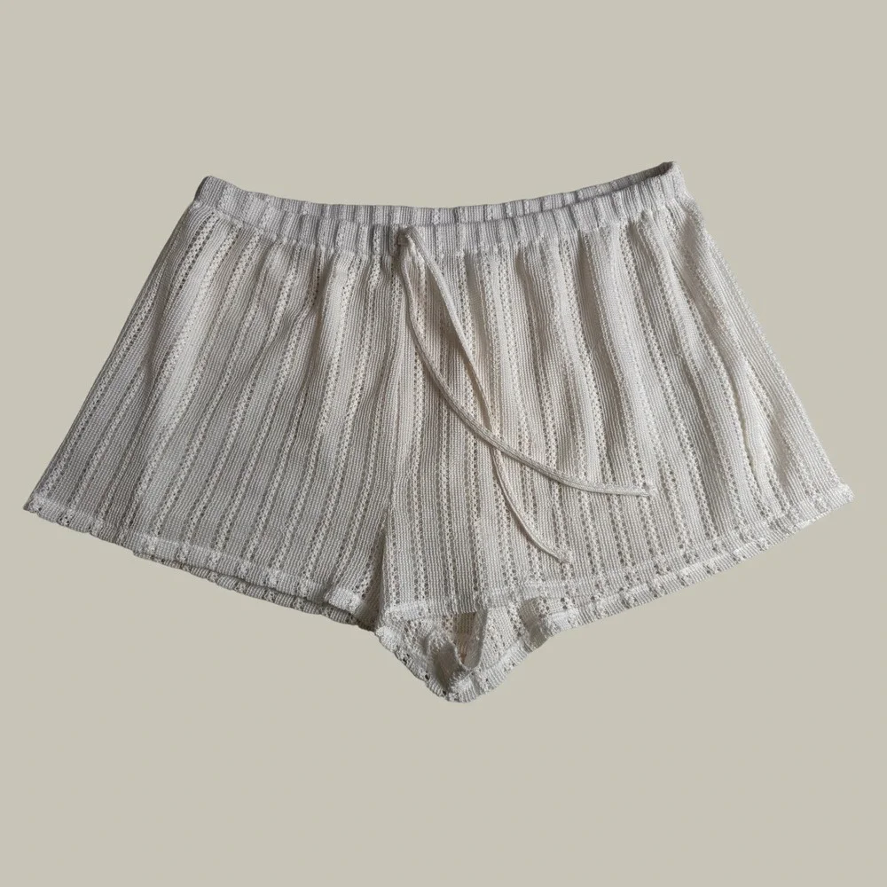 Coquette Wild Fable Cream Dolette Pointelle Knit Shorts XL Loungewear Sleep Swim